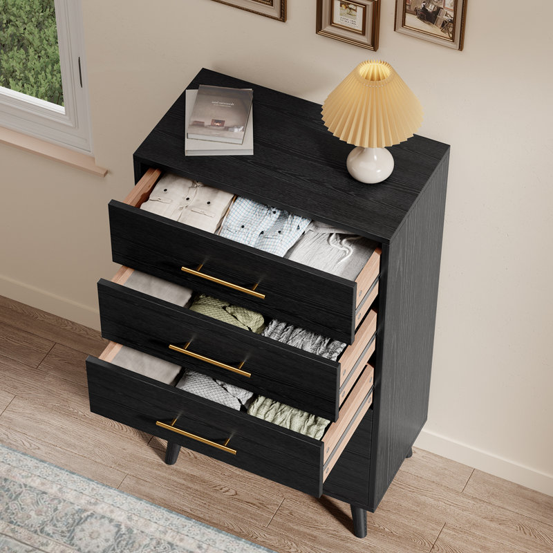 George Oliver Jakyria 5-Drawer Tall Chest with Modern, Metallic